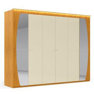 Guarda Roupa Casal Grande Com Espelho 273x235x64 Inovação Gelius Naturale/Off White
