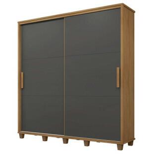 Guarda Roupa Casal 228cm Portas de Correr Monte Carlo RV Móveis Cinamomo/Grafite
