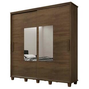 Guarda Roupa Casal 228cm Portas Correr Com Espelho Monte Carlo RV Móveis Freijo