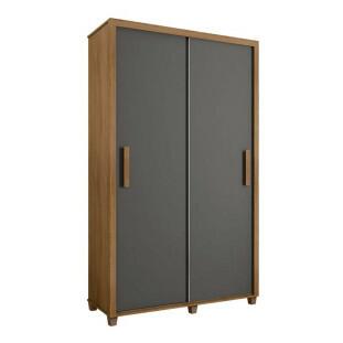 Guarda Roupa Pequeno 136cm Solteiro 2 Portas Correr Suécia RV Móveis Cinamomo/Grafite