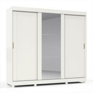 Guarda Roupa Casal Grande Espelhado 3 Portas Zeus Gelius Branco