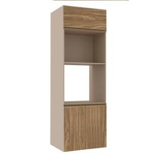 Módulo Torre Quente Micro-Ondas e Forno 208x70x56cm 100% MDF Cozinha Modulada Gold J Robel Fendi/Amendoeira BP