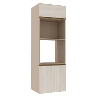 Módulo Torre Quente Micro-Ondas e Forno 208x70x56cm 100% MDF Cozinha Modulada Gold J Robel Fendi/Aspen