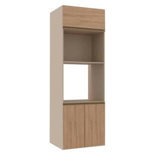 Módulo Torre Quente Micro-Ondas e Forno 208x70x56cm 100% MDF Cozinha Modulada Gold J Robel Fendi/Hanover