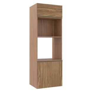 Módulo Torre Quente Micro-Ondas e Forno 208x70x56cm 100% MDF Cozinha Modulada Gold J Robel Hanover/Amendoeira BP