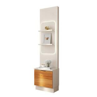 Módulo Torre Estante Com LED 45cm Atenas Lukaliam Off White/Jequitiba