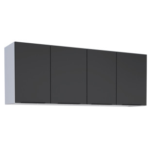 Armário Aéreo de Aço 4 Portas 144x55x34cm Cozinha Júpiter 150 Cozimax Preto