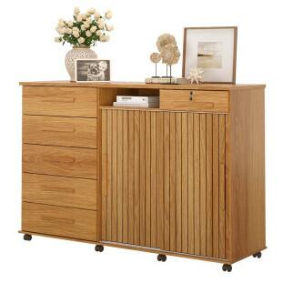 Cômoda Grande Portas de Correr Espelho 176cm Max New Lukaliam Freijo Ripado 3D
