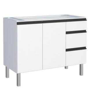 Gabinete de Aço Para Pia 120cm 3 Gavetas Cozinha Gaia Cozimax Branco 