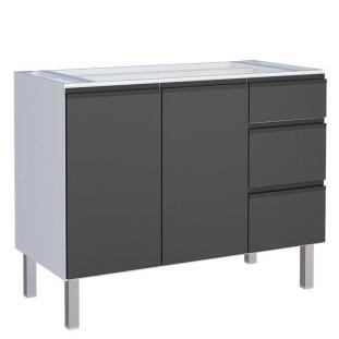 Gabinete de Aço Para Pia 120cm 3 Gavetas Cozinha Gaia Cozimax Preto