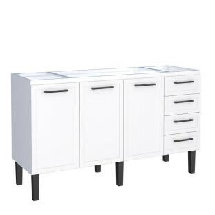 Gabinete de Aço Para Pia 160cm 3 Portas Juno/Apolo 4 Gavetas Cozimax Branco