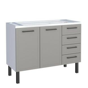 Gabinete de Aço Para Pia 120cm 2 Portas Juno/Apolo 4 Gavetas Cozimax Cinza Argila