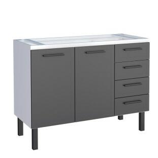 Gabinete de Aço Para Pia 120cm 2 Portas Juno/Apolo 4 Gavetas Cozimax Preto