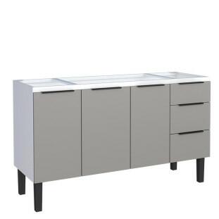 Gabinete de Aço Para Pia 150cm 3 Portas 3 Gavetas Júpiter  Cozimax Cinza Argila