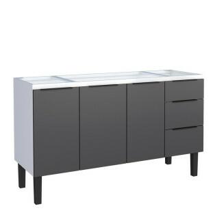 Gabinete de Aço Para Pia 150cm 3 Portas 3 Gavetas Júpiter Cozimax Preto