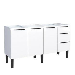 Gabinete de Aço Para Pia 160cm 3 Portas 3 Gavetas Júpiter Cozimax Branco