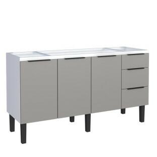 Gabinete de Aço Para Pia 160cm 3 Portas 3 Gavetas Júpiter Cozimax Cinza Argila