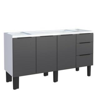 Gabinete de Aço Para Pia 160cm 3 Portas 3 Gavetas Júpiter Cozimax Preto