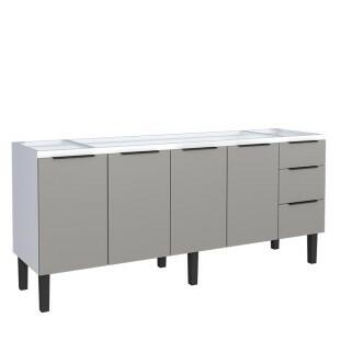 Gabinete de Aço Para Pia 200cm 4 Portas 3 Gavetas Júpiter Cozimax Cinza Argila