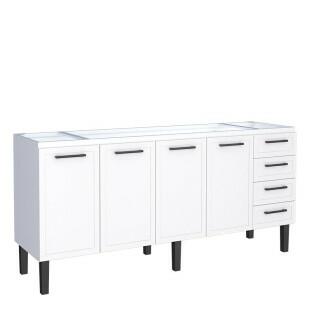 Gabinete de Aço Para Pia 200cm 4 Portas Juno/Apolo 4 Gavetas Cozimax Branco