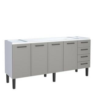 Gabinete de Aço Para Pia 200cm 4 Portas Juno/Apolo 4 Gavetas Cozimax Cinza Argila
