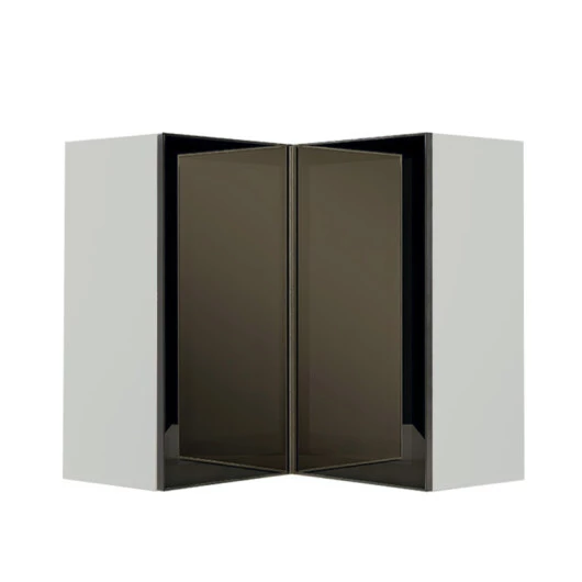 Módulo Armário Aéreo Canto L 88x76x34cm Vidro Reflecta 100% MDF Cozinha Provence Robel Branco