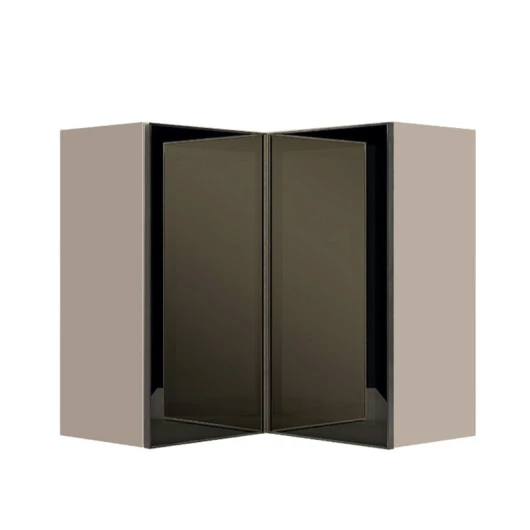 Módulo Armário Aéreo Canto L 88x76x34cm Vidro Reflecta 100% MDF Cozinha Provence Robel Fendi