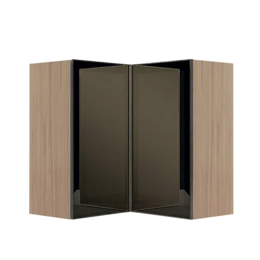 Módulo Armário Aéreo Canto L 88x76x34cm Vidro Reflecta 100% MDF Cozinha Provence Robel Hanover