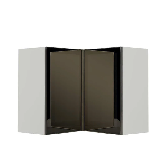 Módulo Armário Aéreo Canto L 68x96x56cm Vidro Reflecta 100% MDF Cozinha Provence Robel Branco