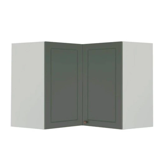 Módulo Armário Aéreo Canto L 68x96x56cm 100% MDF Cozinha Provence Robel Branco/Salvia Matte