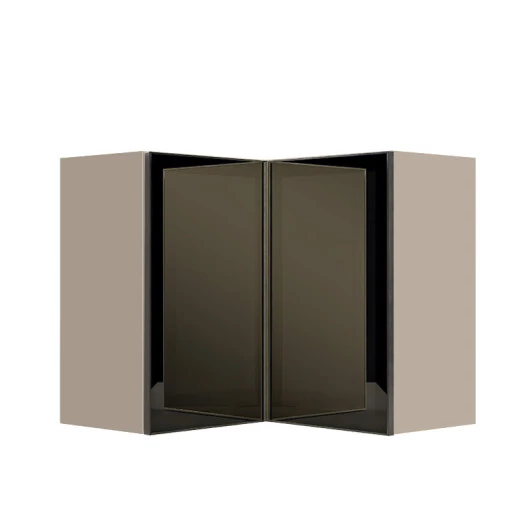 Módulo Armário Aéreo Canto L 68x76x34cm Vidro Reflecta 100% MDF Cozinha Provence Robel Fendi