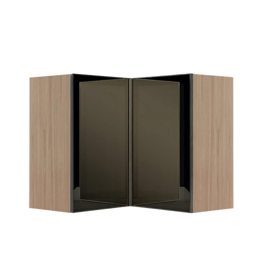 Módulo Armário Aéreo Canto L 68x76x34cm Vidro Reflecta 100% MDF Cozinha Provence Robel Hanover