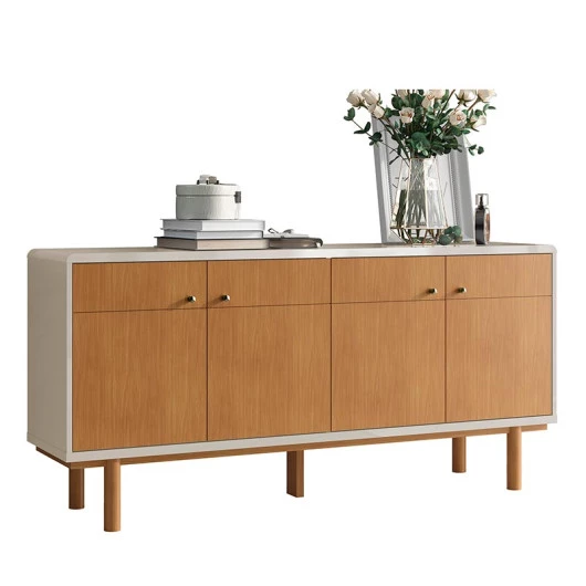 Buffet Balcão Sala 4 Portas 160cm Catar Lukaliam Tauari/Off White Perolizado