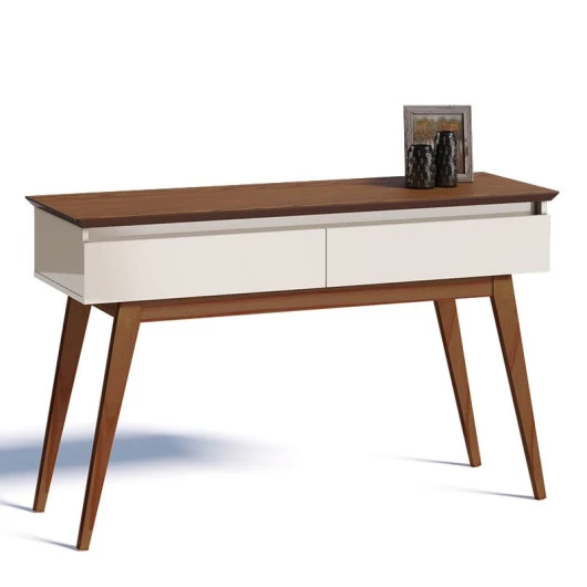 Aparador Para Sala 2 Gavetas 136cm Classic Imcal Off White/Freijó