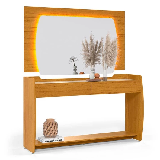 Aparador Com Espelho Sala Estar Sublime Gelius Naturale/Off White