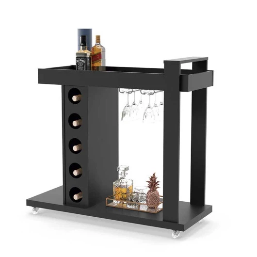 Aparador Bar para Sala Adega Golden Patrimar Preto