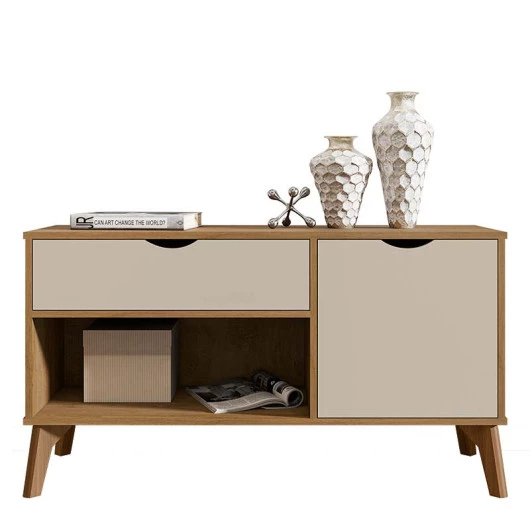 Aparador Buffet Organizador Retro 108cm Zafira RV Móveis Cinamomo/Off White