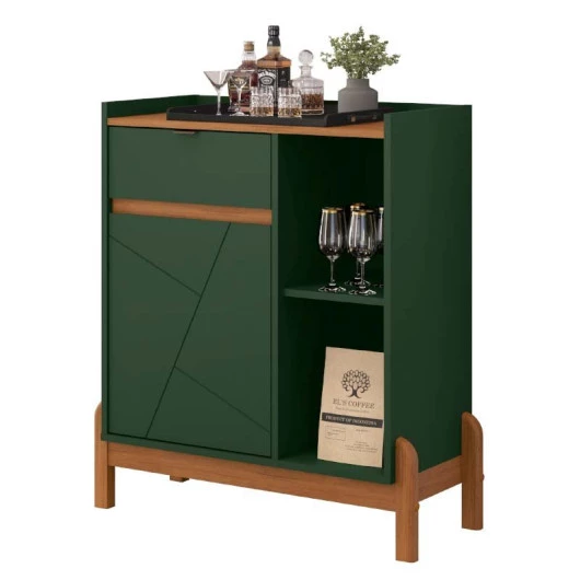 Aparador Bar Pequeno 81cm Bari Casa D Verde/Cedro