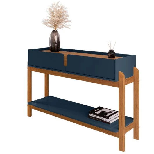 Aparador 130cm 2 Gavetas Sala Lizz Casa D Azul/Cedro