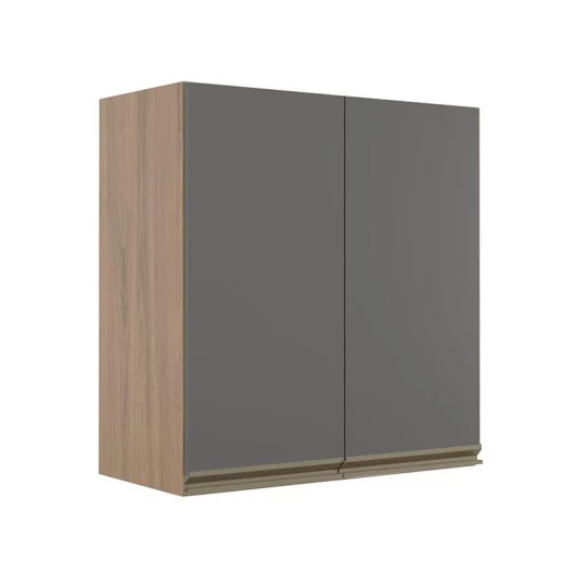 Módulo Armário Aéreo 68x60 2 Portas 100% MDF Cozinha Modulada Gold Robel Hanover/Cinza