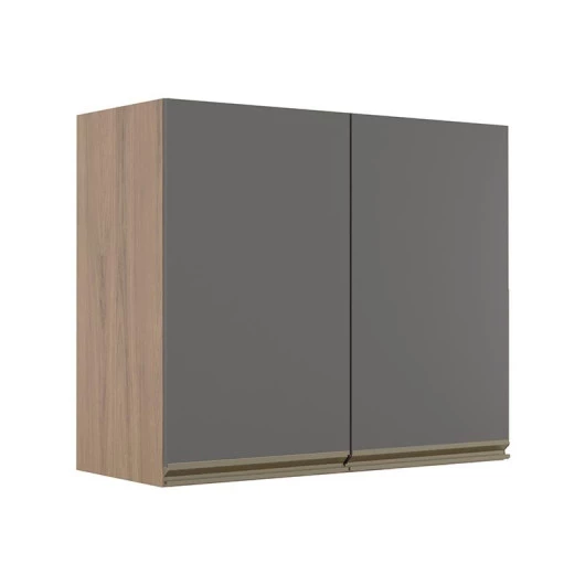 Módulo Armário Aéreo 68x80 2 Portas 100% MDF Cozinha Modulada Gold Robel Hanover/Cinza