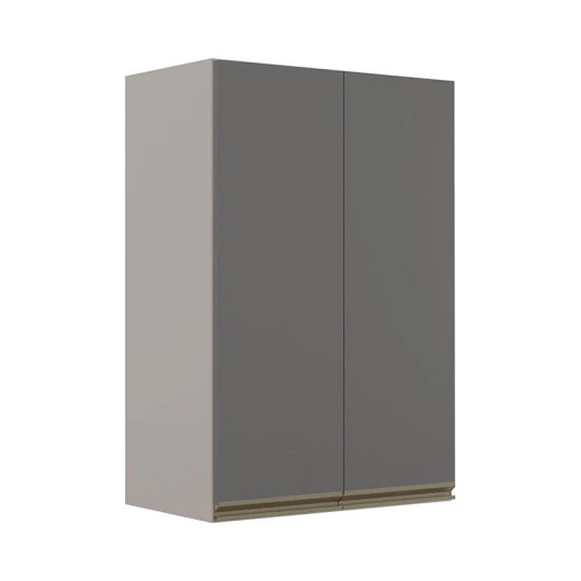 Módulo Armário Aéreo 88x60 2 Portas 100% MDF Cozinha Modulada Gold Robel Fendi/Cinza