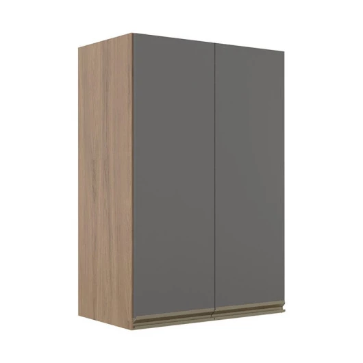 Módulo Armário Aéreo 88x60 2 Portas 100% MDF Cozinha Modulada Gold Robel Hanover/Cinza
