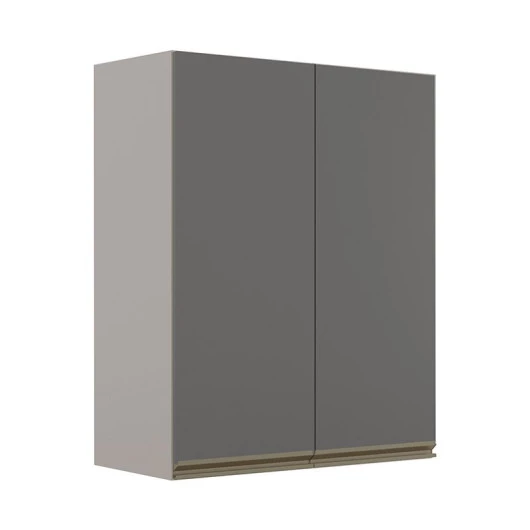 Módulo Armário Aéreo 88x70 2 Portas 100% MDF Cozinha Modulada Gold Robel Fendi/Cinza