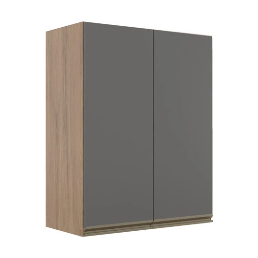 Módulo Armário Aéreo 88x70 2 Portas 100% MDF Cozinha Modulada Gold Robel Hanover/Cinza