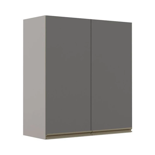 Módulo Armário Aéreo 88x80 2 Portas 100% MDF Cozinha Modulada Gold Robel Fendi/Cinza