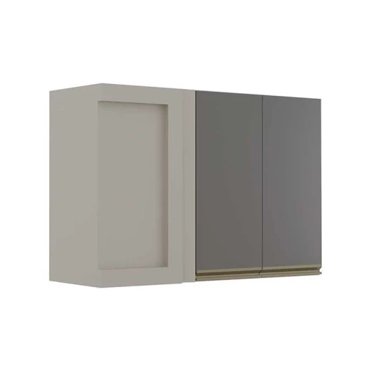 Módulo Armário Aéreo 68x100 Canto Reto Direito 100% MDF Cozinha Modulada Gold Robel Fendi/Cinza