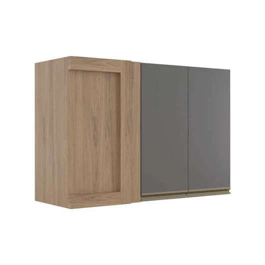 Módulo Armário Aéreo 68x100 Canto Reto Direito 100% MDF Cozinha Modulada Gold Robel Hanover/Cinza