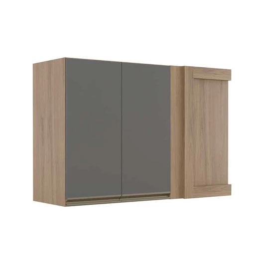 Módulo Armário Aéreo 68x100 Canto Reto Esquerdo 100% MDF Cozinha Modulada Gold Robel Hanover/Cinza