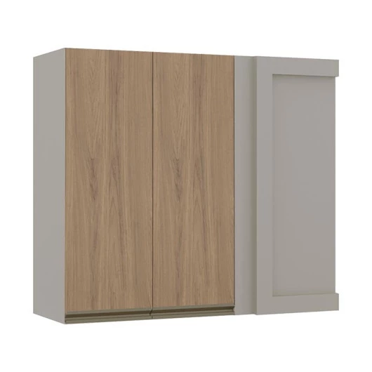 Módulo Armário Aéreo 88x100 Canto Reto Esquerdo 100% MDF Cozinha Modulada Gold Robel Fendi/Hanover
